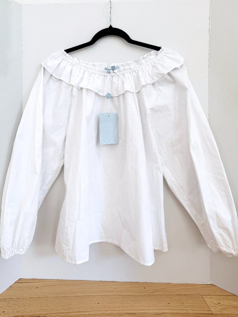 Hill House Home The Lena Top White Off Shoulder Blouse NWT S